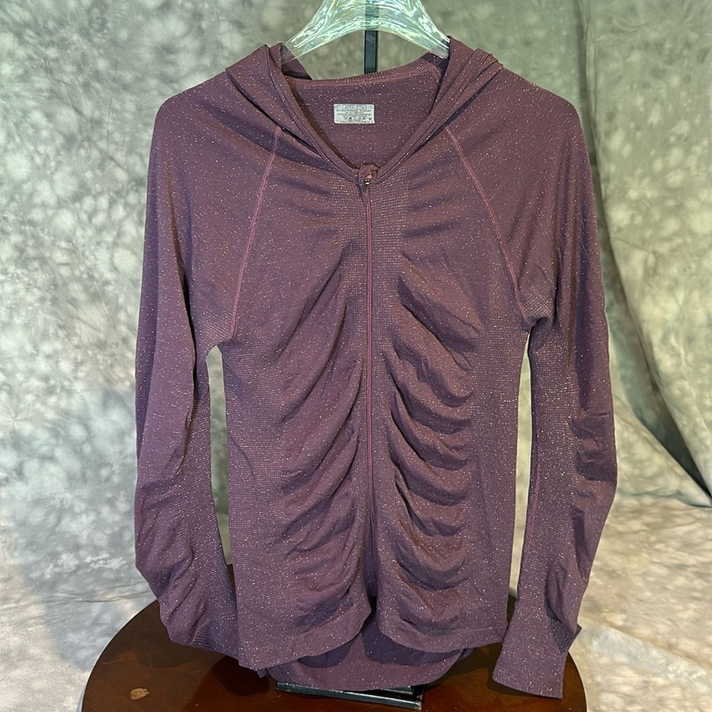 Athleta Purple Full Zip Ruched Hoodie Medium EUC